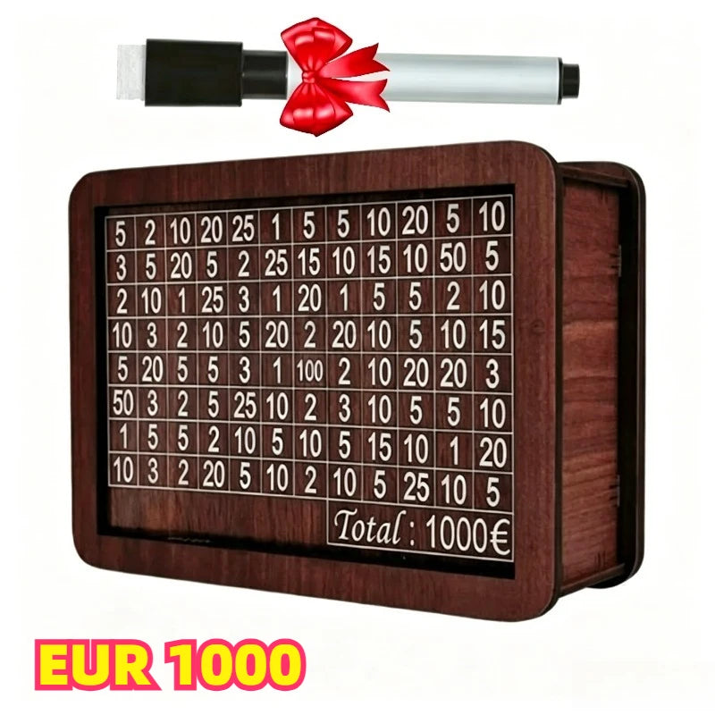1000/3000/5000/10000 Euro Money Box Wooden Piggy Bank Reusable Personalized Piggy Bank Children Challenge Cash Storage Case Zpaxo EUR 1000