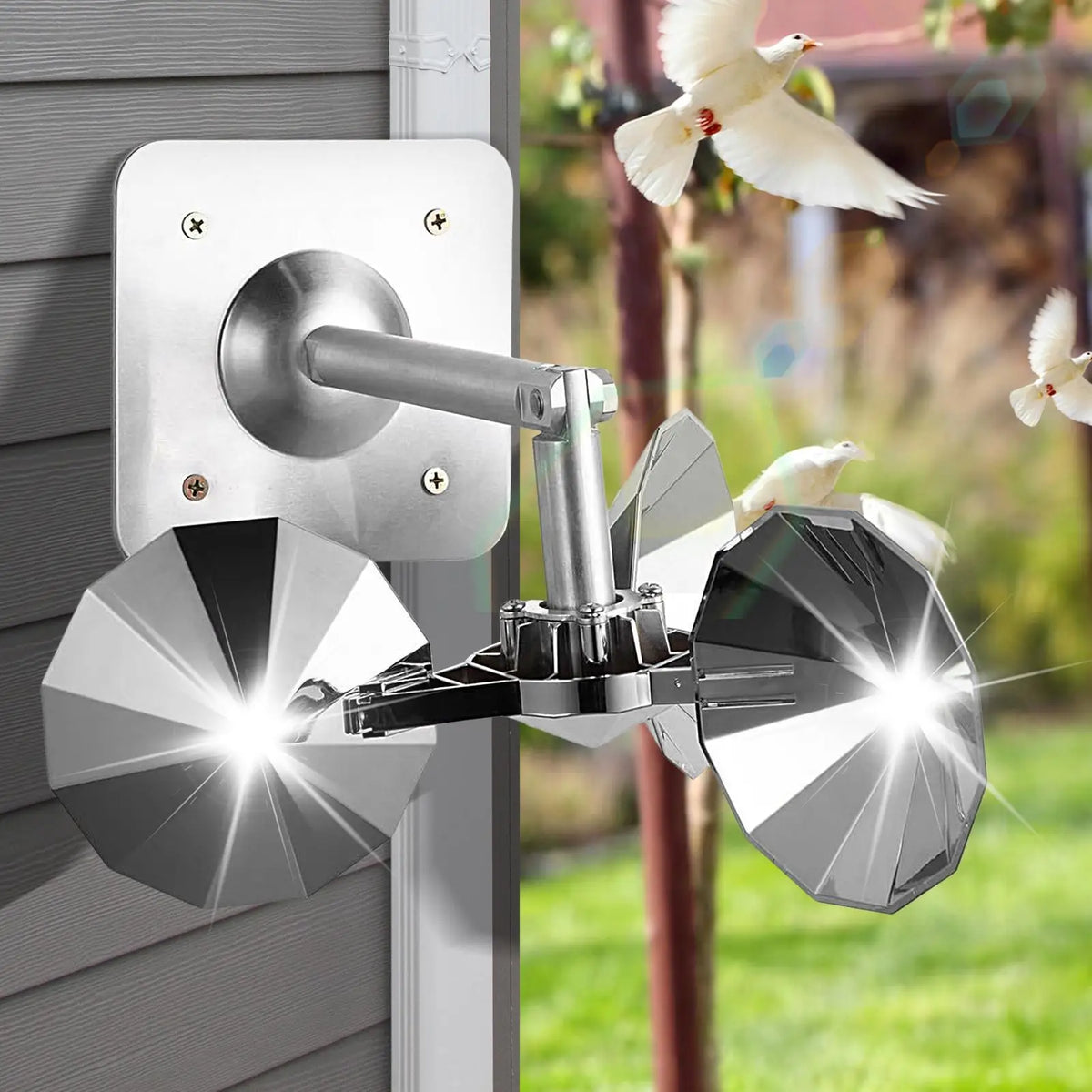 Reflective Bird Spinner Bird Scare Wind Spinner For Garden Rotating Wind Sculpture Outdoor Pigeon Control For Home Yard Fields Zpaxo
