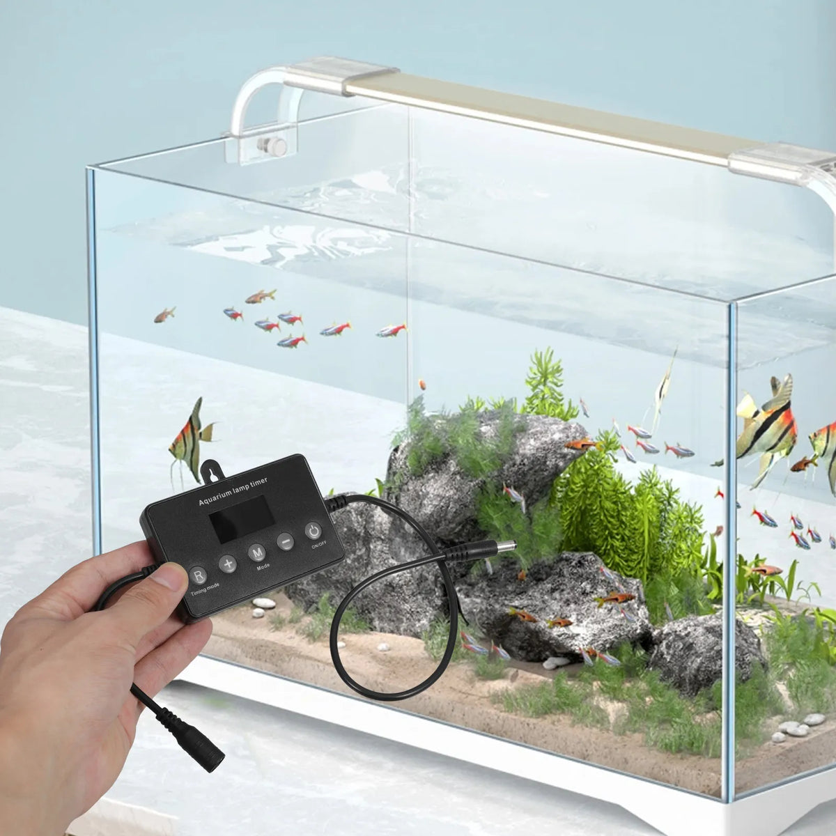 Black LED Fish Tank Controller LCD Timing Aquarium Universal 12-24V Zpaxo Default Title