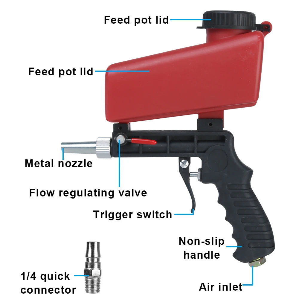 Handheld Pneumatic Blasting Gun Small Sand Machine Adjustable Zpaxo