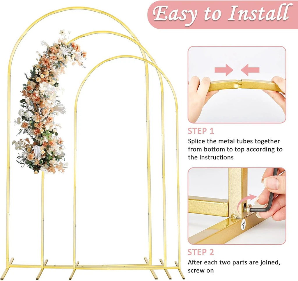 Gold Wedding Arch Stand Balloon Frame Backdrop Bracket Birthday Zpaxo