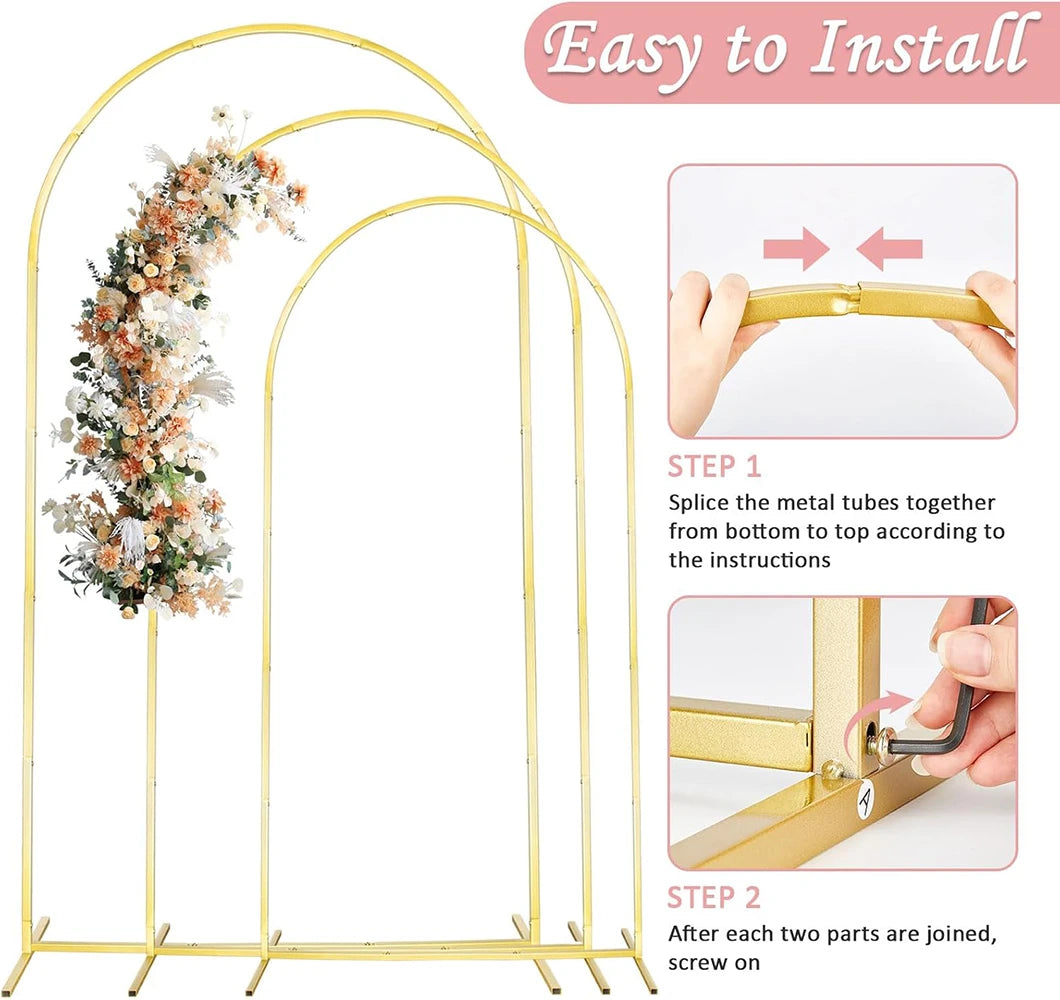 Gold Wedding Arch Stand Balloon Frame Backdrop Bracket Birthday Zpaxo