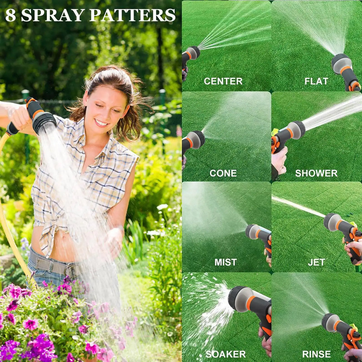 Multifunctional Garden Hose Spray Nozzle 8 Patterns Watering Sprayer Zpaxo