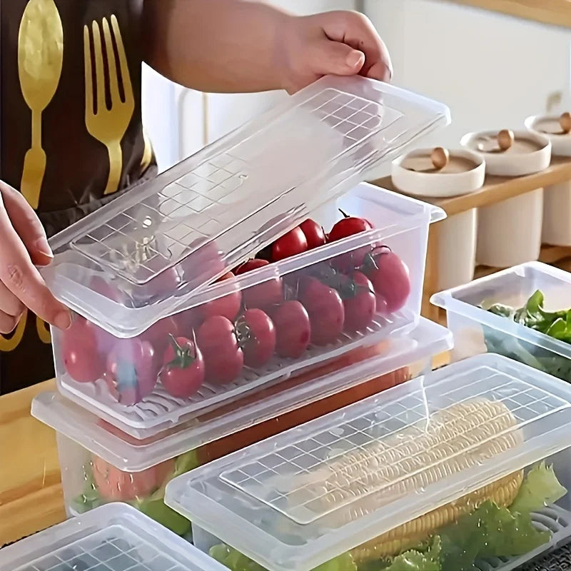 2 Lids Boxes Stackable Food Storage Containers Drain Tray Airtight Zpaxo