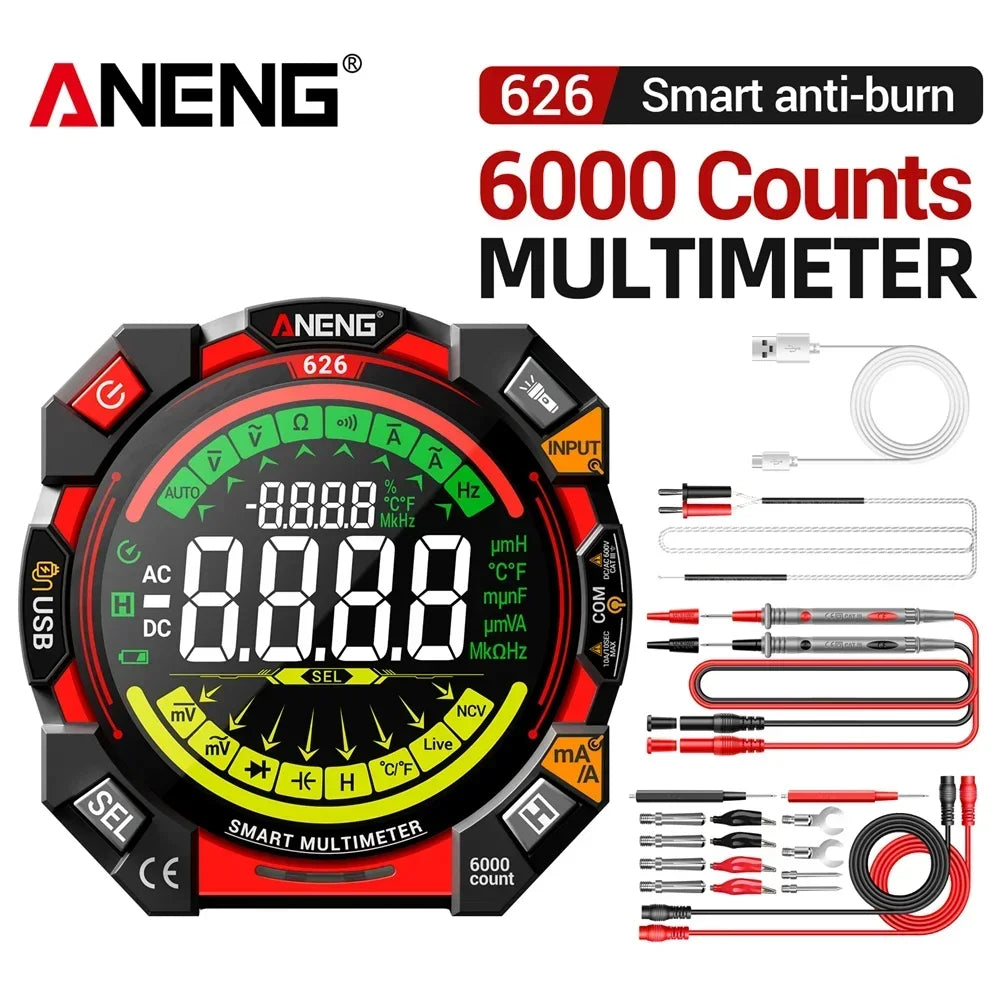 NCV Flashlight Rechargeable ANENG 626 6000 Counts VA Screen Voltage Zpaxo 626 Pro