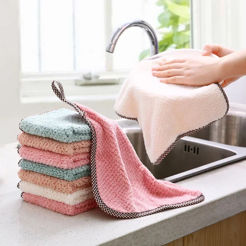1 5 Kitchen Towels Hangable Cleaning Cloth Tableware Dish Microfiber Zpaxo