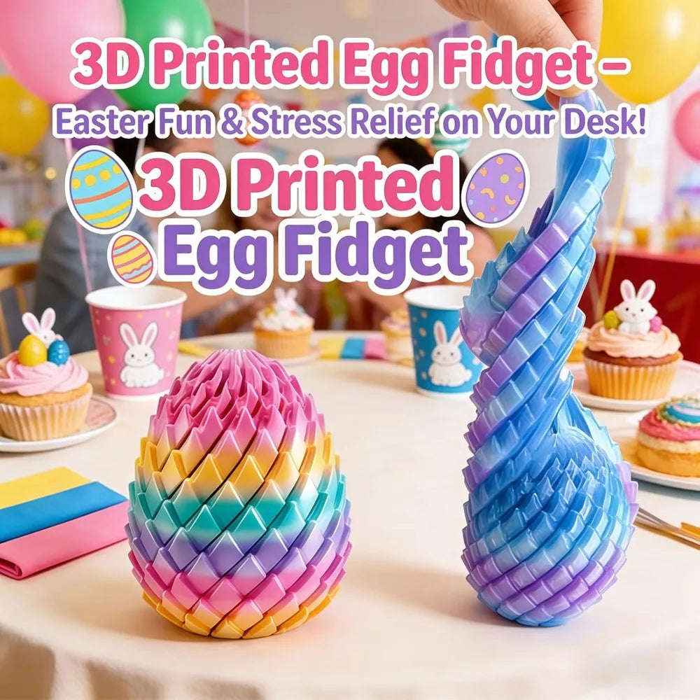 Twisty Fidget Egg 3D Printed Slippery Easter Stuffers Basket Zpaxo