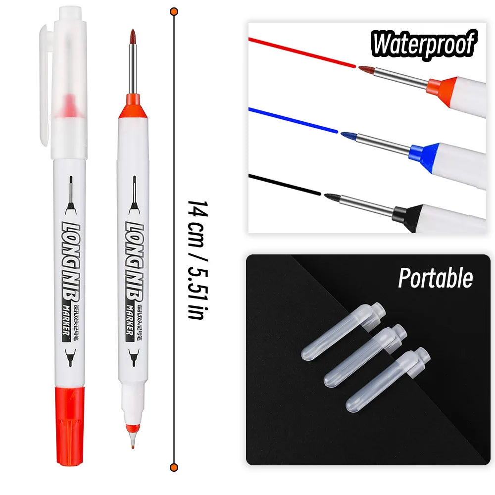 20mm Multi-Purpose Long Head Deep Marker Pen Woodworking Decoration Permanent Doule-Tip Marker Waterproof Metal Perforating Pen Zpaxo