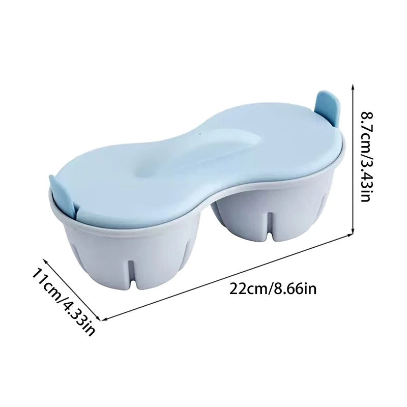 Silicone Egg Cooker 1/2 Cavity Microwave Egg Poacher For Boiled Eggs And Poached Eggs Kitchen Cooking Gadgets Poached Egg Cups Zpaxo Double Blue
