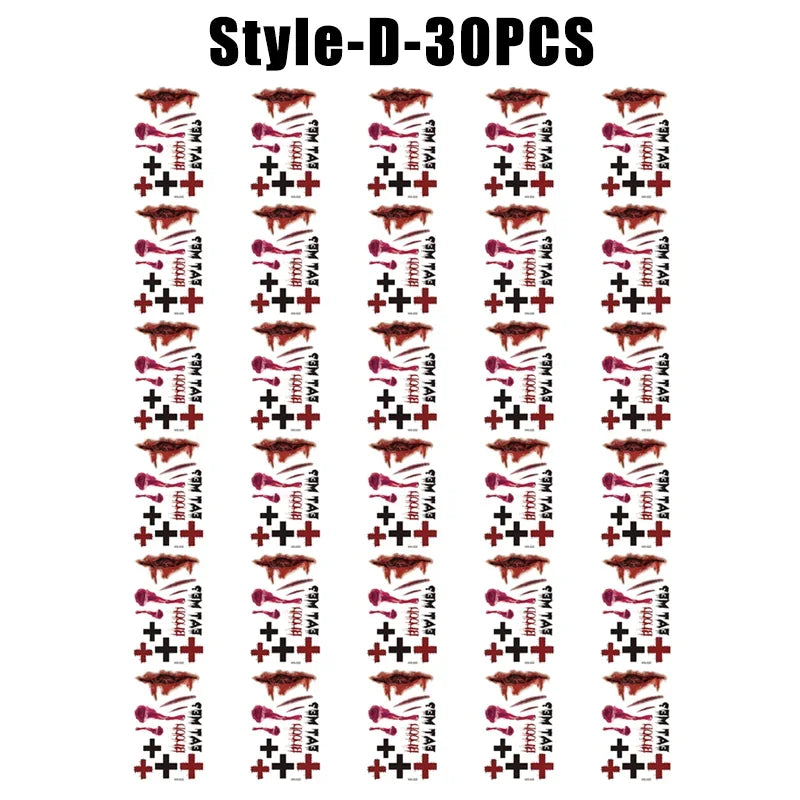 Realistic Horror Fake Wound Temporary Tattoos Gruesome Gore Scars Zpaxo D-30PCS
