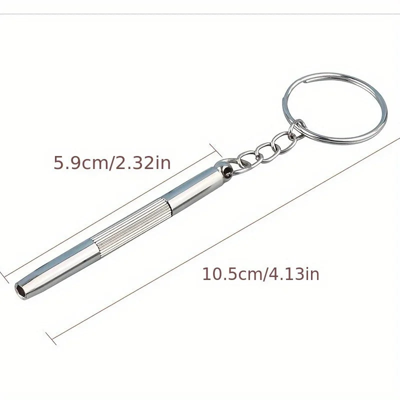 Stainless Steel Eyeglass Screwdrivers Keyring Interchangeable Tips Zpaxo