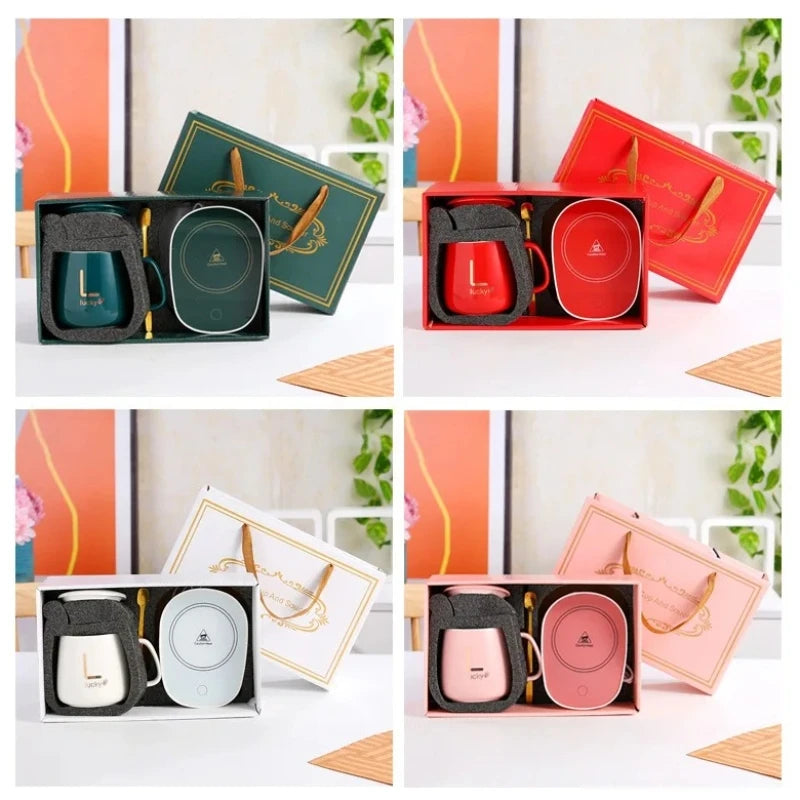 Smart Self-heating Cup 55 C Constant Temperature Box Mug Spoon Zpaxo