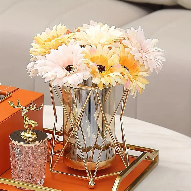 Luxury Wrought Iron Glass Vase Dining Table Centerpiece Hydroponic Zpaxo