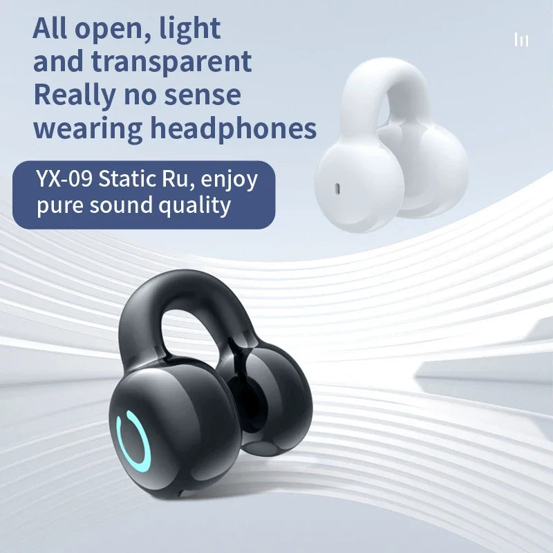 Wireless Bluetooth Earphone Single Ear Bone Conduction Earphones Clip Zpaxo