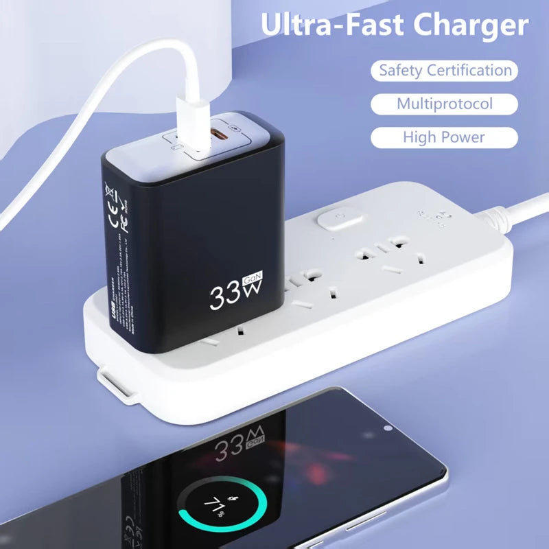 Gan Dual Port Double USB Charger Universal Fast Charging Turbo Charge Zpaxo