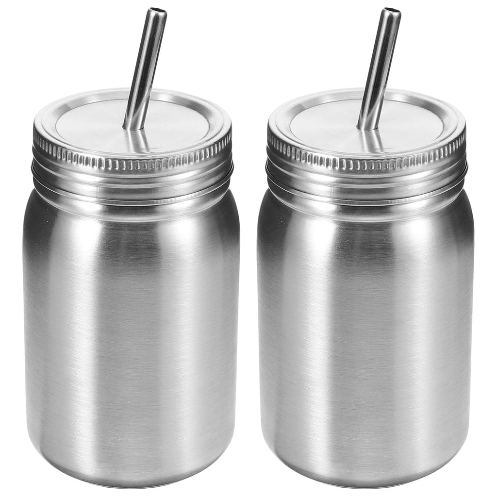 Stainless Steel Mason Jars Multi-functional Rustproof Cups Lid Straw Zpaxo