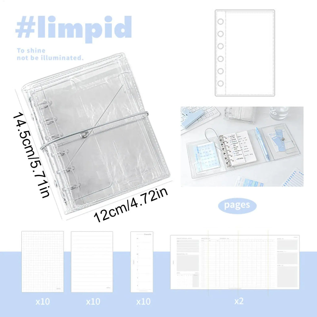 Refillable Notebook Binder A7 Multi-pocket Detachable Pages Aesthetic Zpaxo