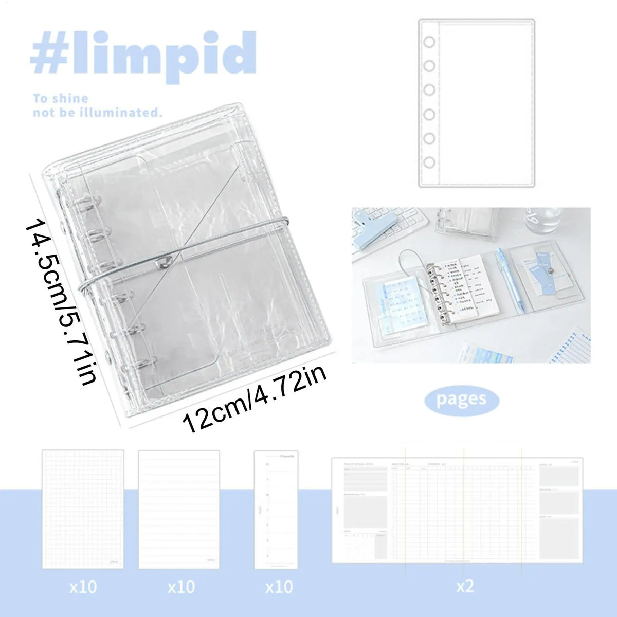 Refillable Notebook Binder A7 Multi-pocket Detachable Pages Aesthetic Zpaxo