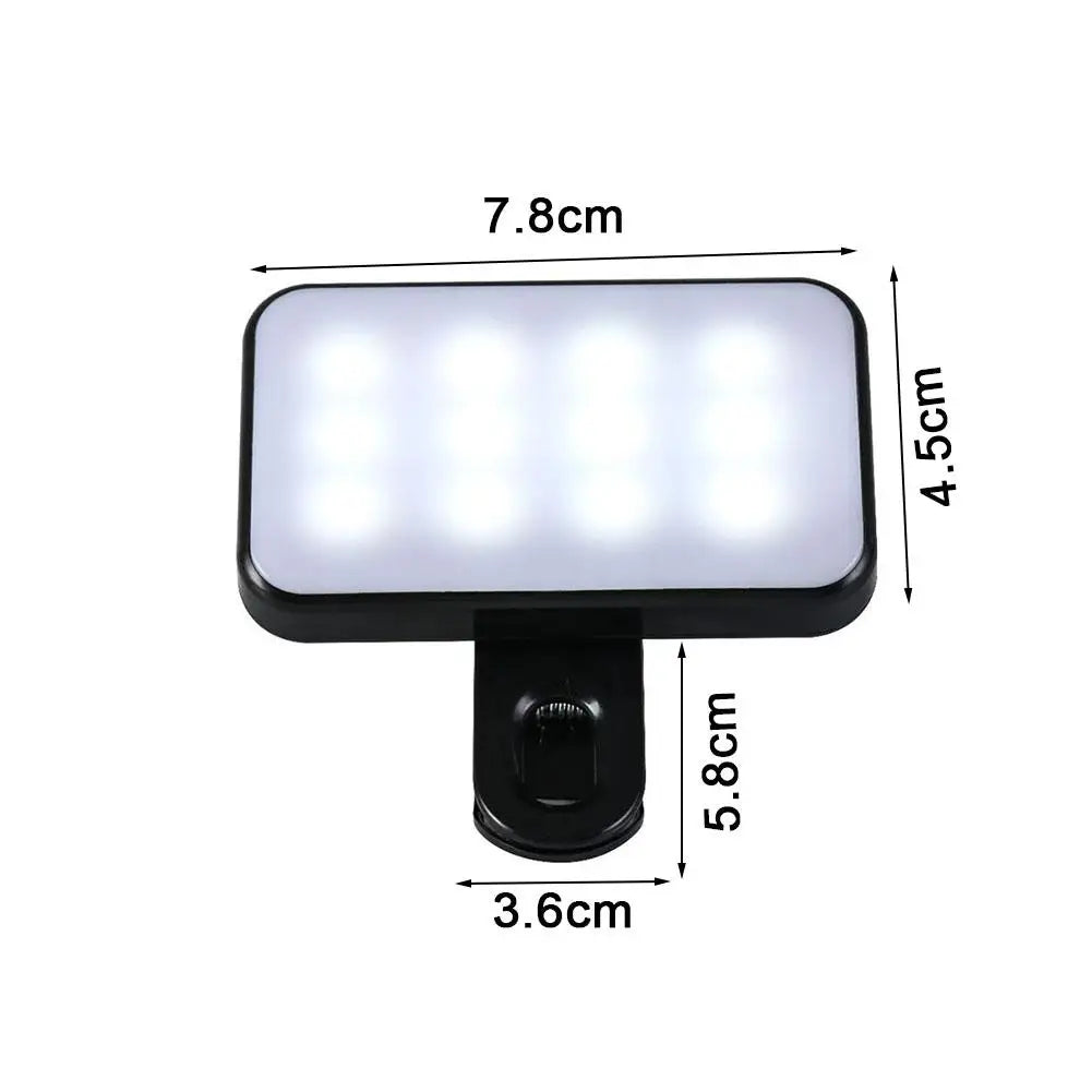 Portable Mini LED Selfie Fill Light 3 Modes Adjustable Brightness Rechargeable Clip On For Mobile Phone Laptops Live Video Light Zpaxo
