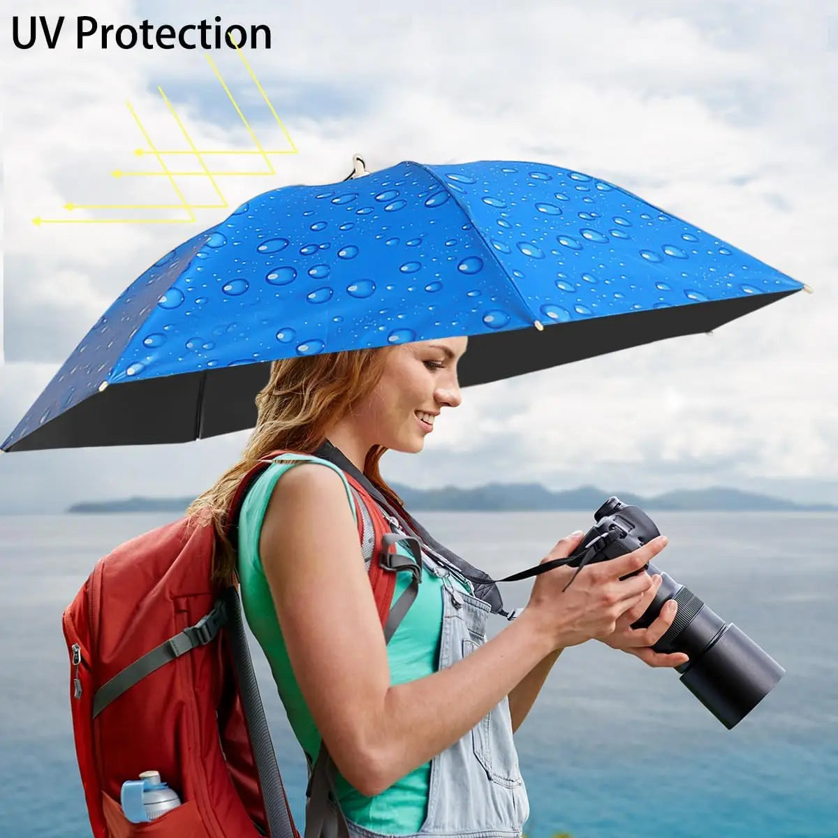 Double-layer Black Coated Rainproof Fishing Umbrella Hat Outdoor Tea Zpaxo