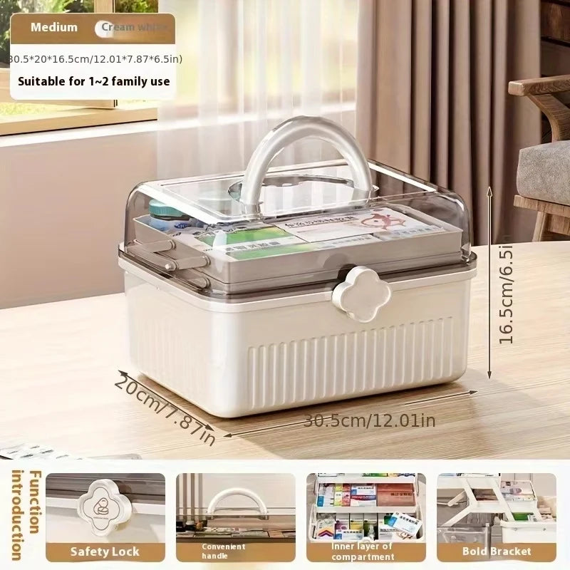 Smart Flip-top Medicine Box Visual Window Multi-layers Easy-carry Zpaxo