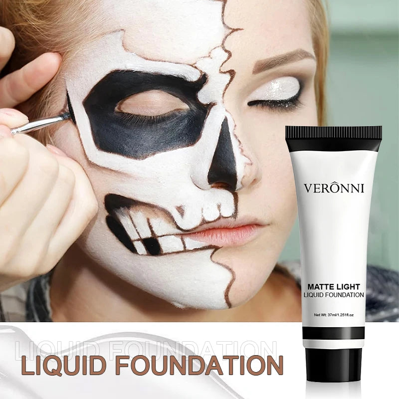 White Liquid Foundation Makeup,Waterproof Full Coverage White Foundation for Zombie Clown Cosplay Makeup Face Paint Halloween Zpaxo