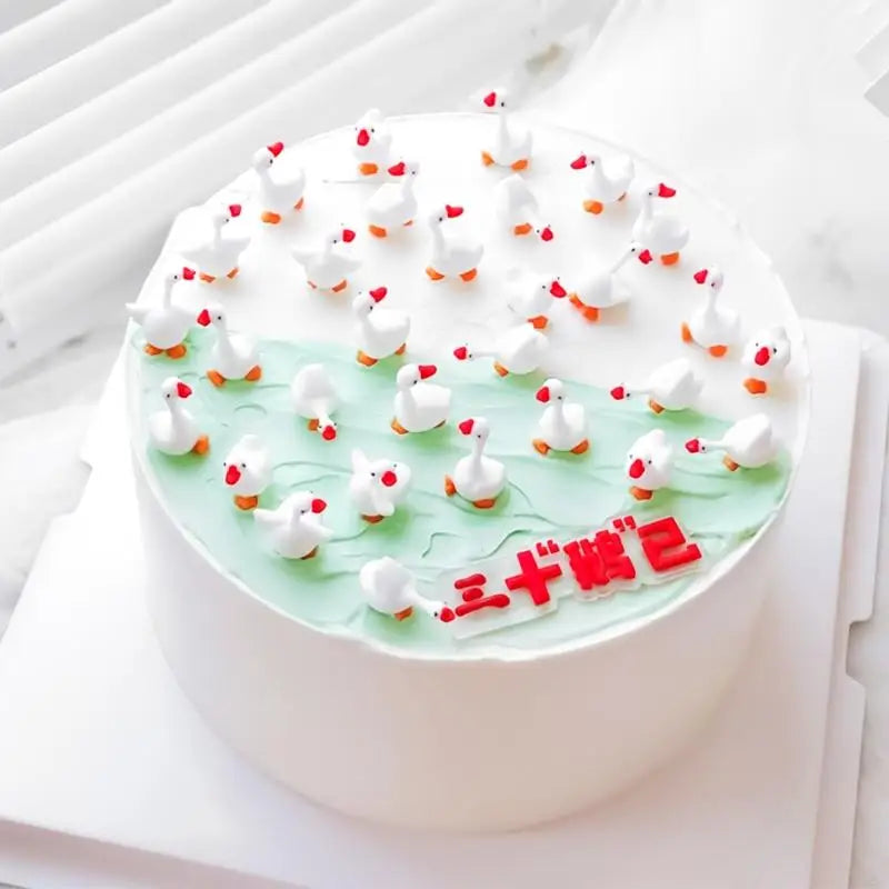 Soft Rubber Duck Cake Ornament Tiny Geese Shaped Cake Decoration For Kids Birthday Family Gathering Festival Occasion Zpaxo