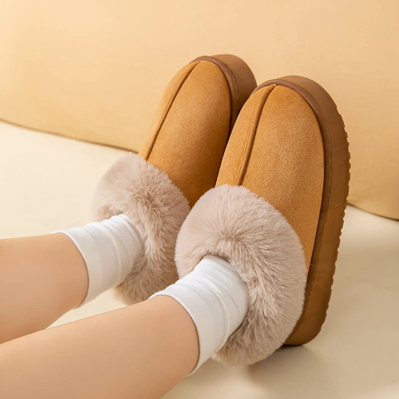 Winter Women Shoes Fashion Snow Boots Fluffy Plush Faux Fur Soft Zpaxo
