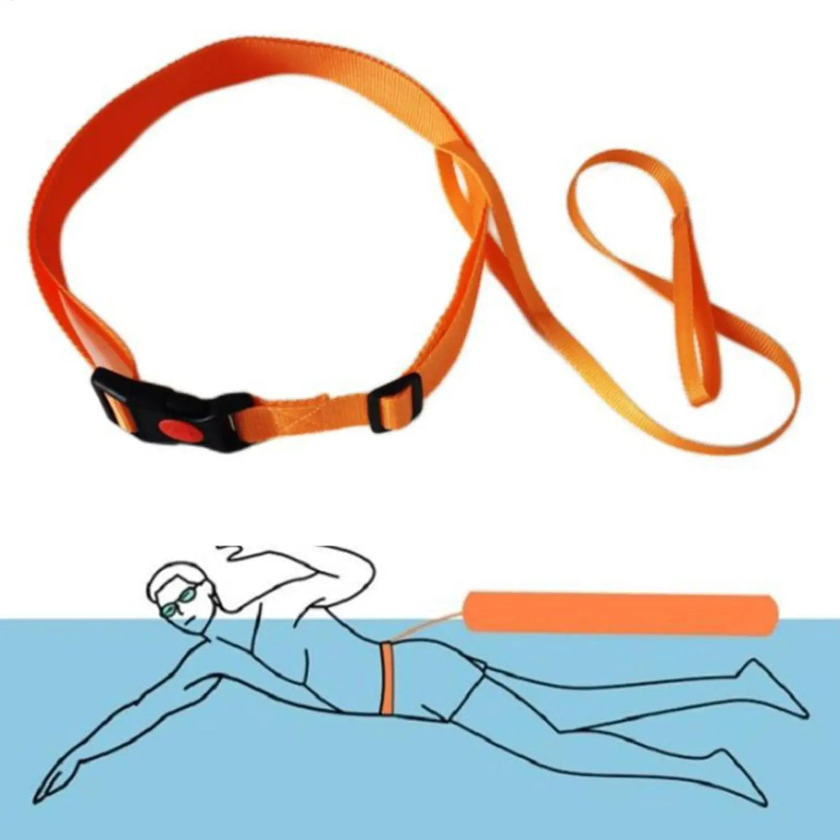 Swim Training Belt Adjustable Swimming Leashes Strap Secure Tether Zpaxo