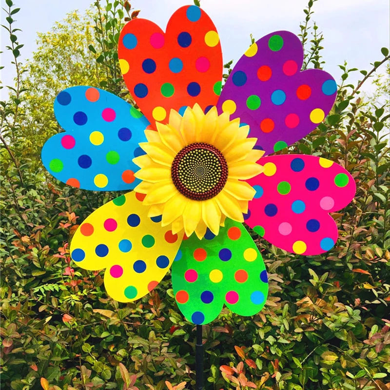 Sunflower Windmill Rotating Wind Spinner Stake Standing Lawn Flower Zpaxo A10