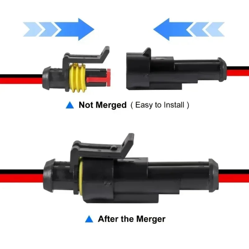 Waterproof 2 Pin Wire Connectors - 20 AWG Automotive Connector Kit for Car, Truck, Motorcycle, and Marine Boat Zpaxo
