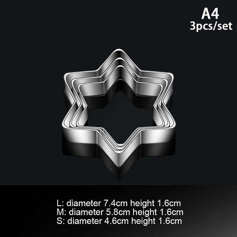▶3pcs/set Star Heart Flower Shaped Stainless Steel Cookie Cutter Baking Egg Mould Biscuit DIY Mold Cutter Zpaxo A4
