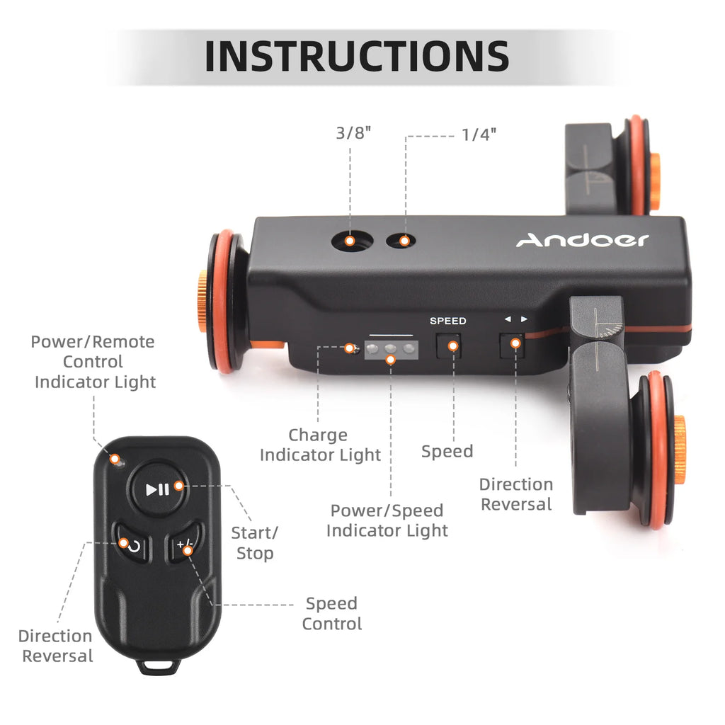 Motorized Camera Video Trolley Scale Indication Slider Skater 3 Zpaxo
