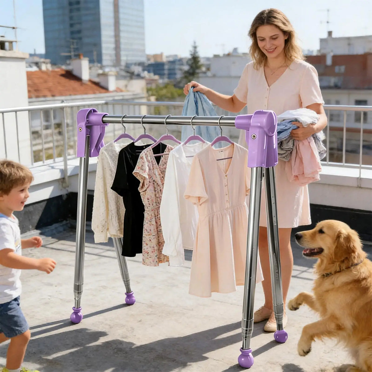 Foldable Clothes Drying Rack Stainless Steel Telescopic Garment Hanger Clothing Drying Rack for Balcony Travel Camping Bathroom Zpaxo