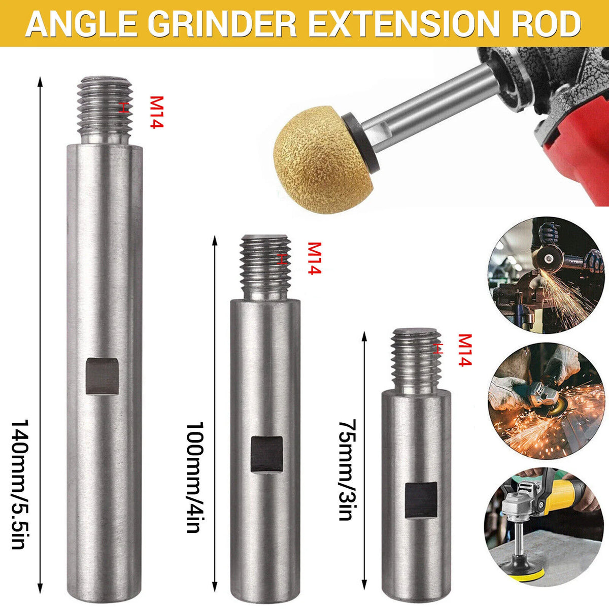 M14 Angle Grinder Extension Rod 75 100 Thread Adapter Polishing Pad Zpaxo