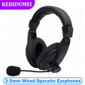 Wired Headphones Operator Headsets Mic Noise Reduction Earphones Zpaxo Black