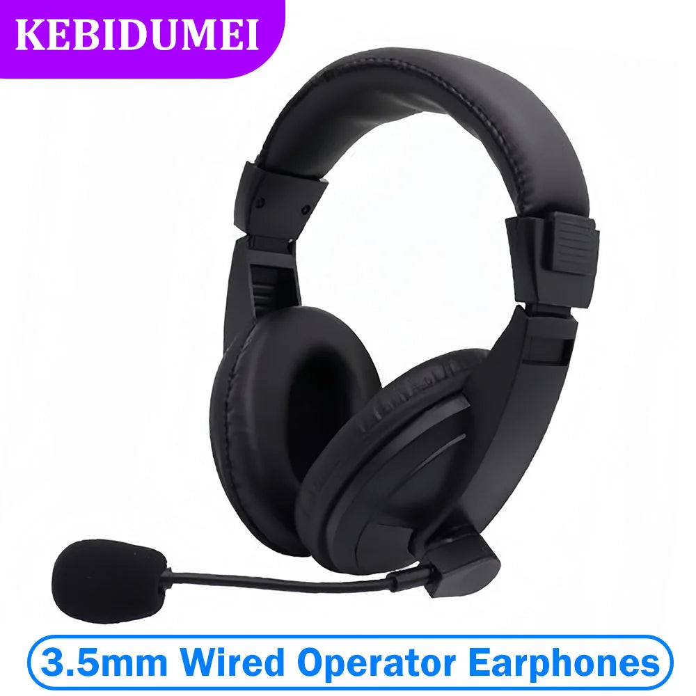 Wired Headphones Operator Headsets Mic Noise Reduction Earphones Zpaxo Black