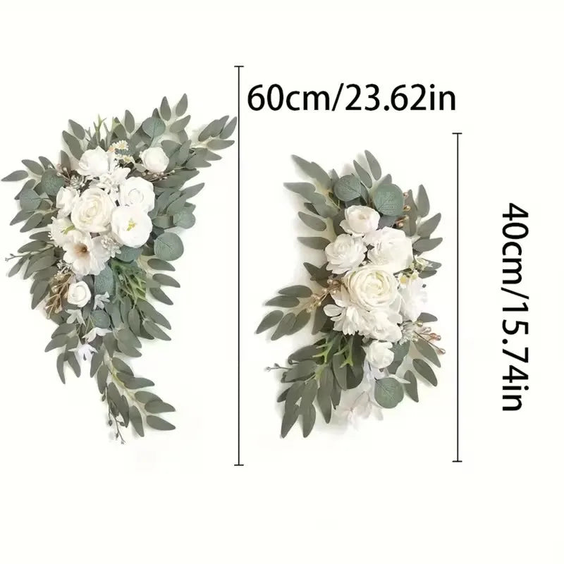 White Faux Arch Flower 2 Wedding Welcome Signs Floral Swag Reception Zpaxo
