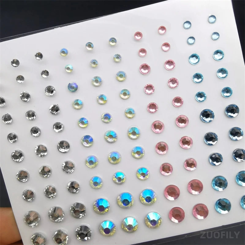Mixed Size Eyeshadow Face Diamonds for Music Festival Halloween Party Jewelry Stickers Self Adhesive Fake Tattoo Nail Rhinestone Zpaxo D7
