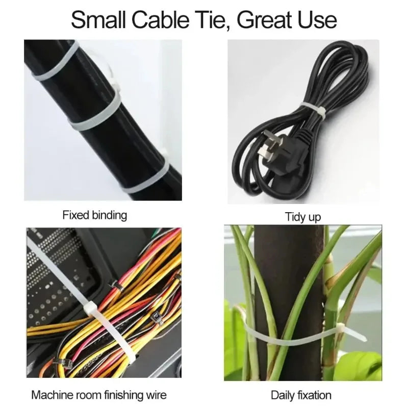 Black Cable Ties Nylon Adjustable Self-locking Fastening Rings Zip Tie Cable Wires Fixing Ties for Home Offices Industrial Zpaxo