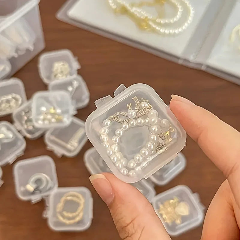 100 Mini Jewelry Storage Boxes Plastic Transparent Square Box Pill Zpaxo