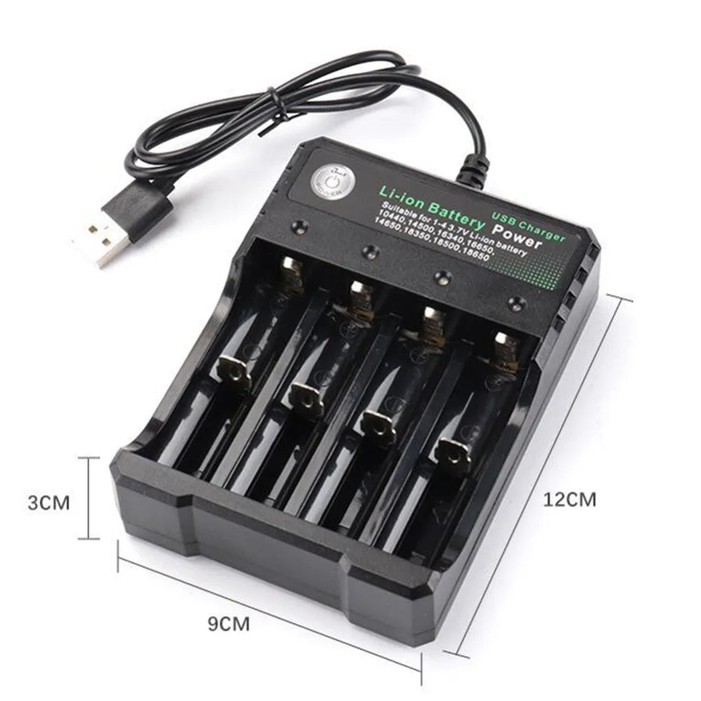 4 Slots 18650 Charger Li-Ion Battery 4.2V USB Independent Charging Portable Electronic 18500 16340 14500 26650 Battery Charger Zpaxo