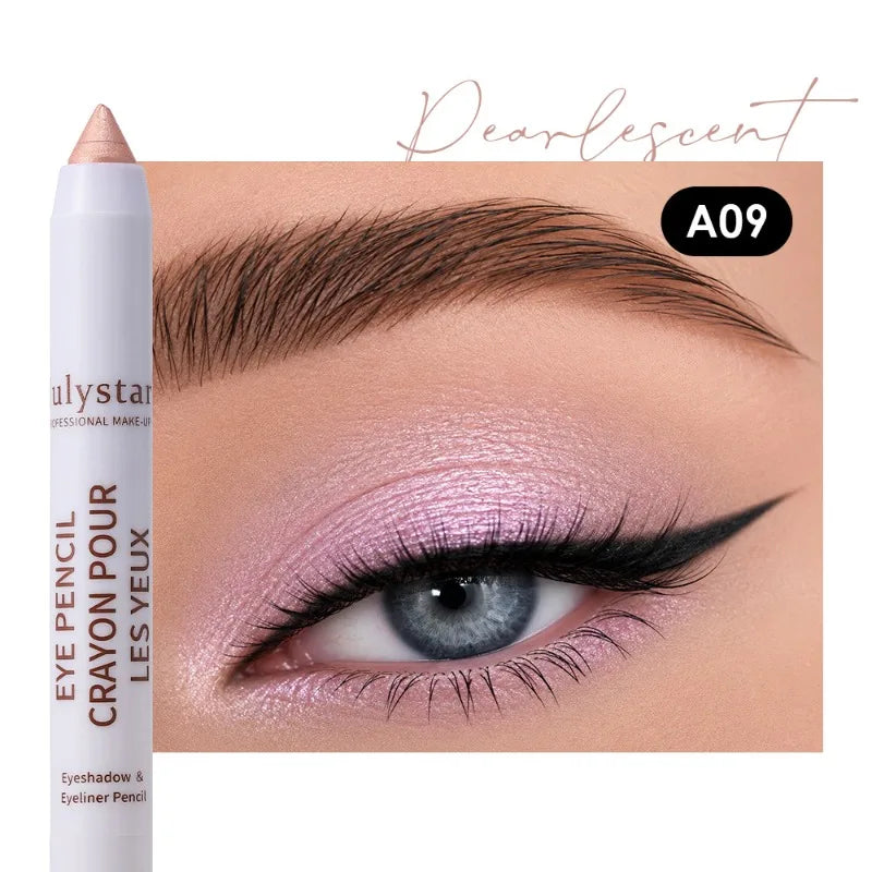 17 Colors Pearly Matte Eyeshadow Stick Crayon Makeup Smudge-Proof & Waterproof High Pigmented Shimmer Eyeshadow Eyeliner Pencil Zpaxo A09