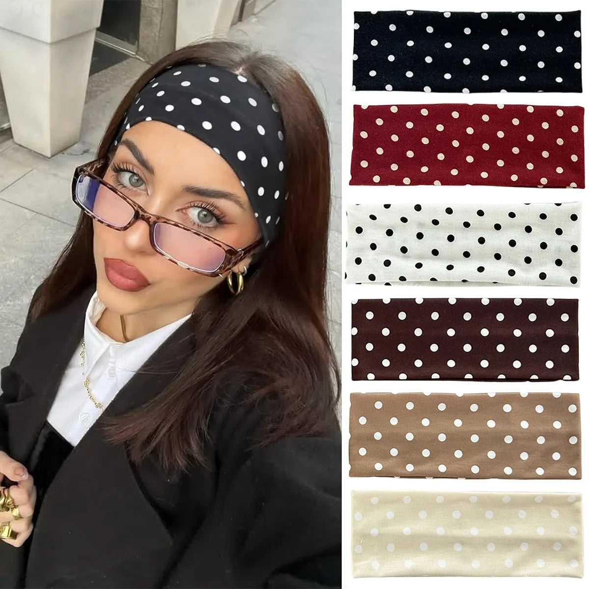Y2K Retro Boho Breeze Wind Dot Stretch Women's Hairbands Korean Ins Zpaxo