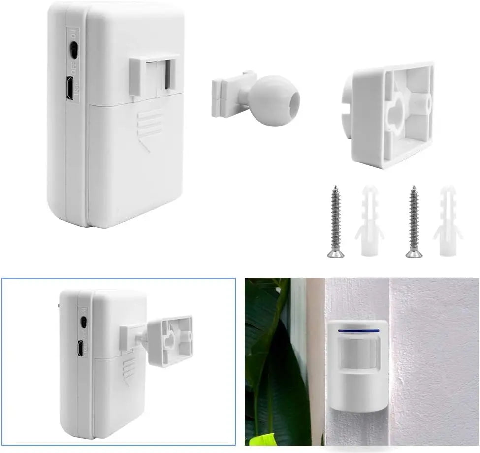 Wireless Passage Alarm System with Electronic Plug-in Receiver PIR Motion Sensor Detector for Home Security Doorbell Alarm Zpaxo