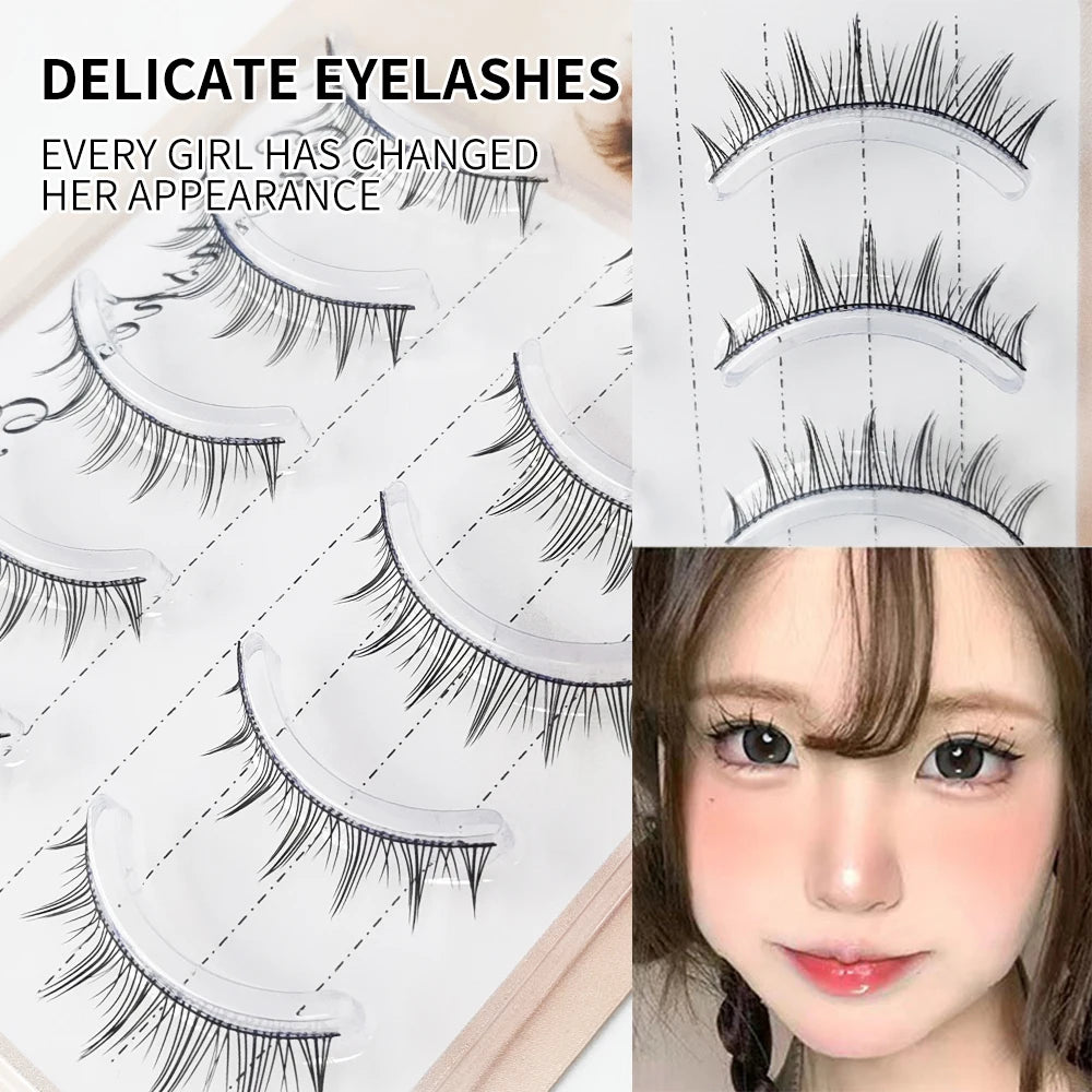 5 pairs of transparent and dynamic stem eyelash extensions - reusable, easy to use, natural appearance,enhance eye appearance Zpaxo