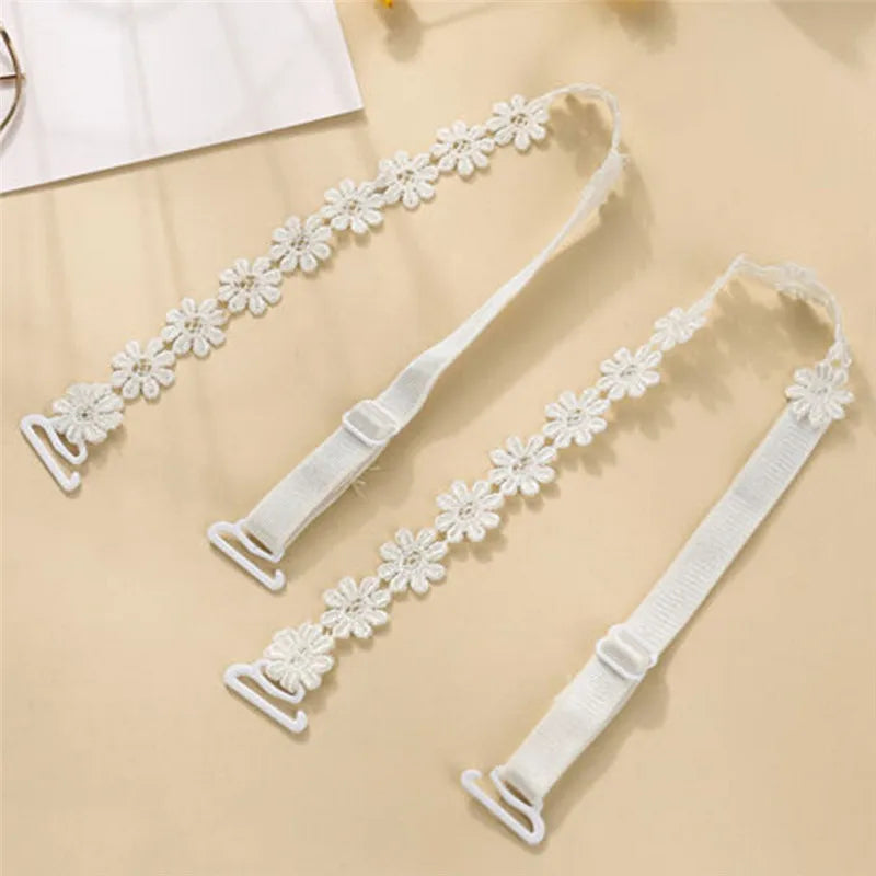 Women Elastic Bra Strap Accessories Floral Lace Anti-slip Adjustable Zpaxo