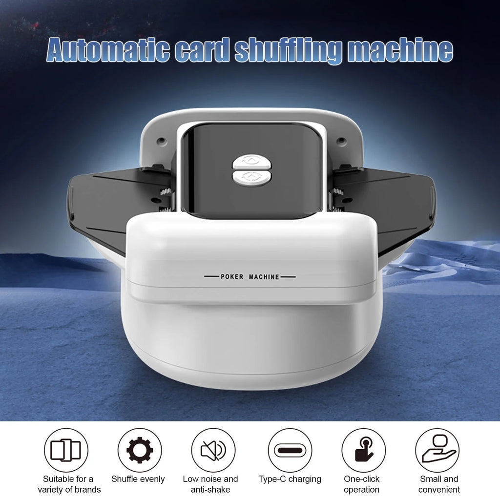 Automatic Card Shuffler 2 Deck Electric Casino Card Shuffler Rechargeable Cordless Poker Machine Card Dealer Machine Type-C Port Zpaxo Default Title