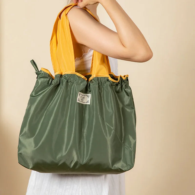 1-Pack Reusable Shopping Bag Large Capacity Foldable Drawstring Zpaxo