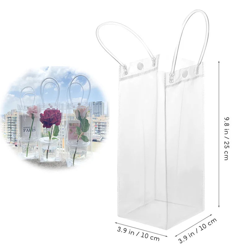 Lot Transparent Soft PVC Tote Packaging Bags Hand Loop Clear Plastic Zpaxo 10x10x25CM 10PCS